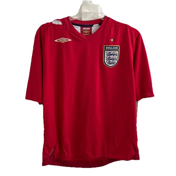 GUC England 2006 2008 Away Shirt Football Soccer Red Jersey Umbro Men’s SIZE XL - Picture 1 of 9